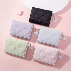 SeaGloca New Korean Fashion Love Print PU Short Trifold Wallet